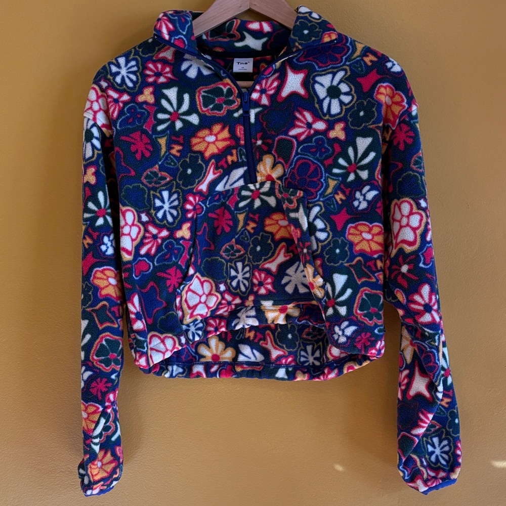 TNA Floral Fleece Pullover - Navy, Pink & Yellow